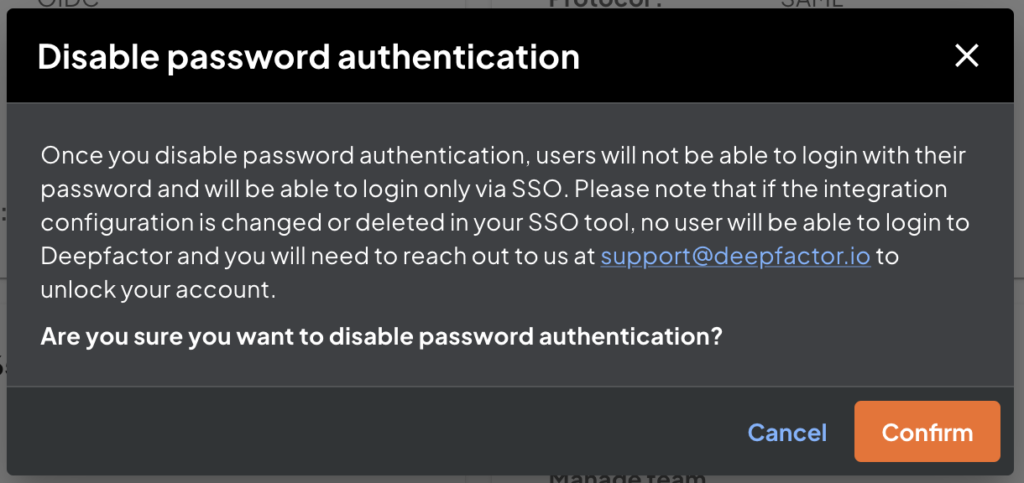 Disable password authentication